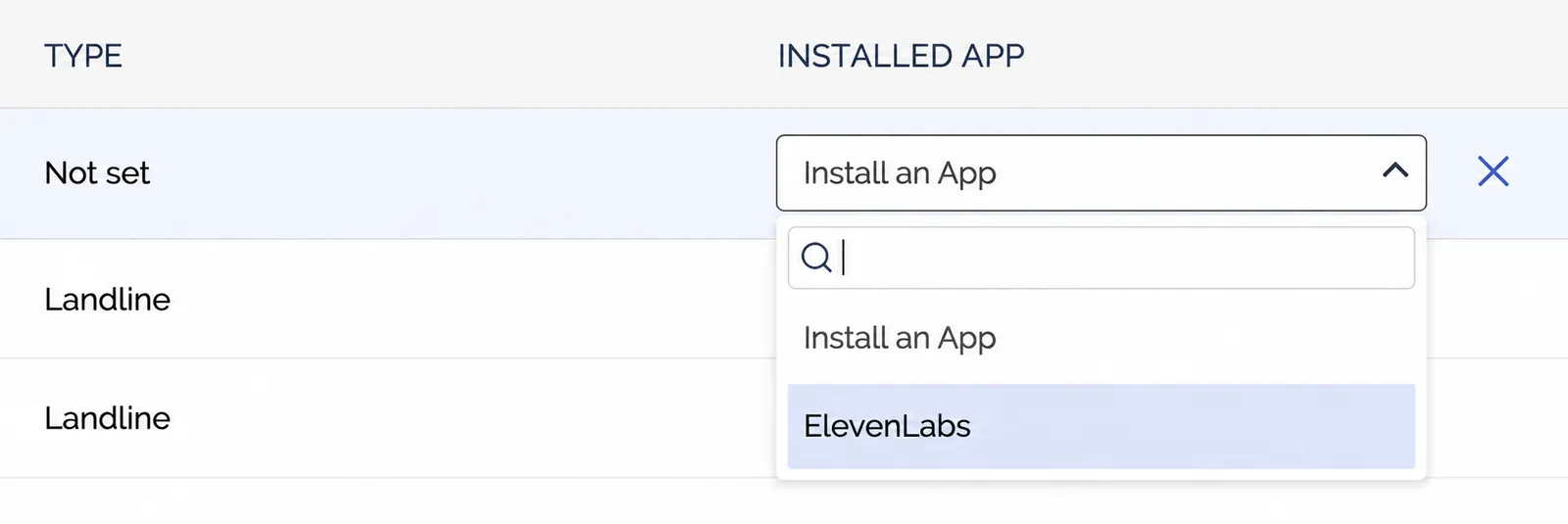 ExoPhones: 전화번호에 Installed App
할당