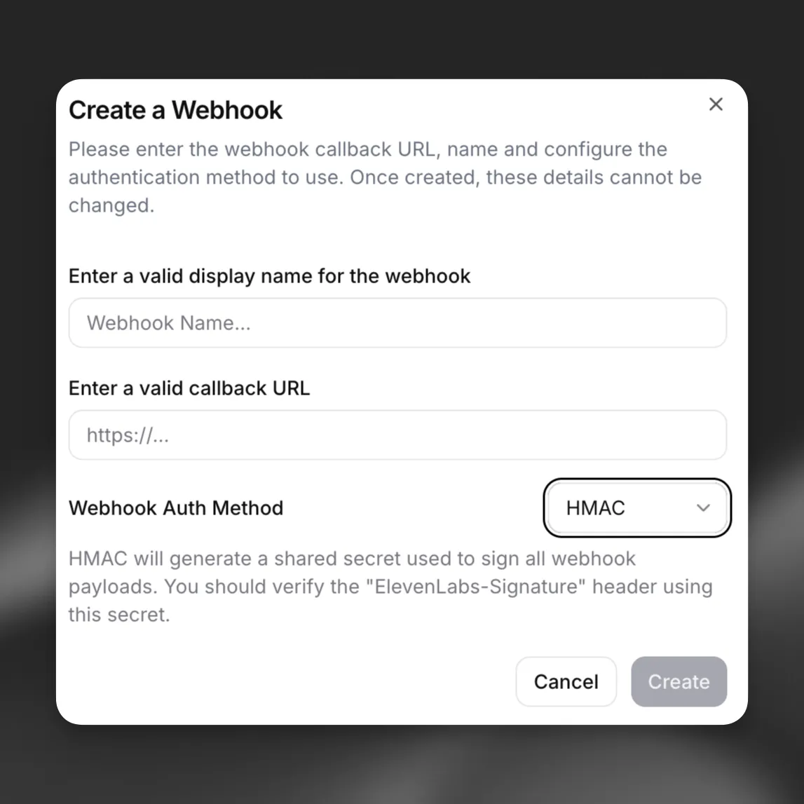 HMAC webhook 구성