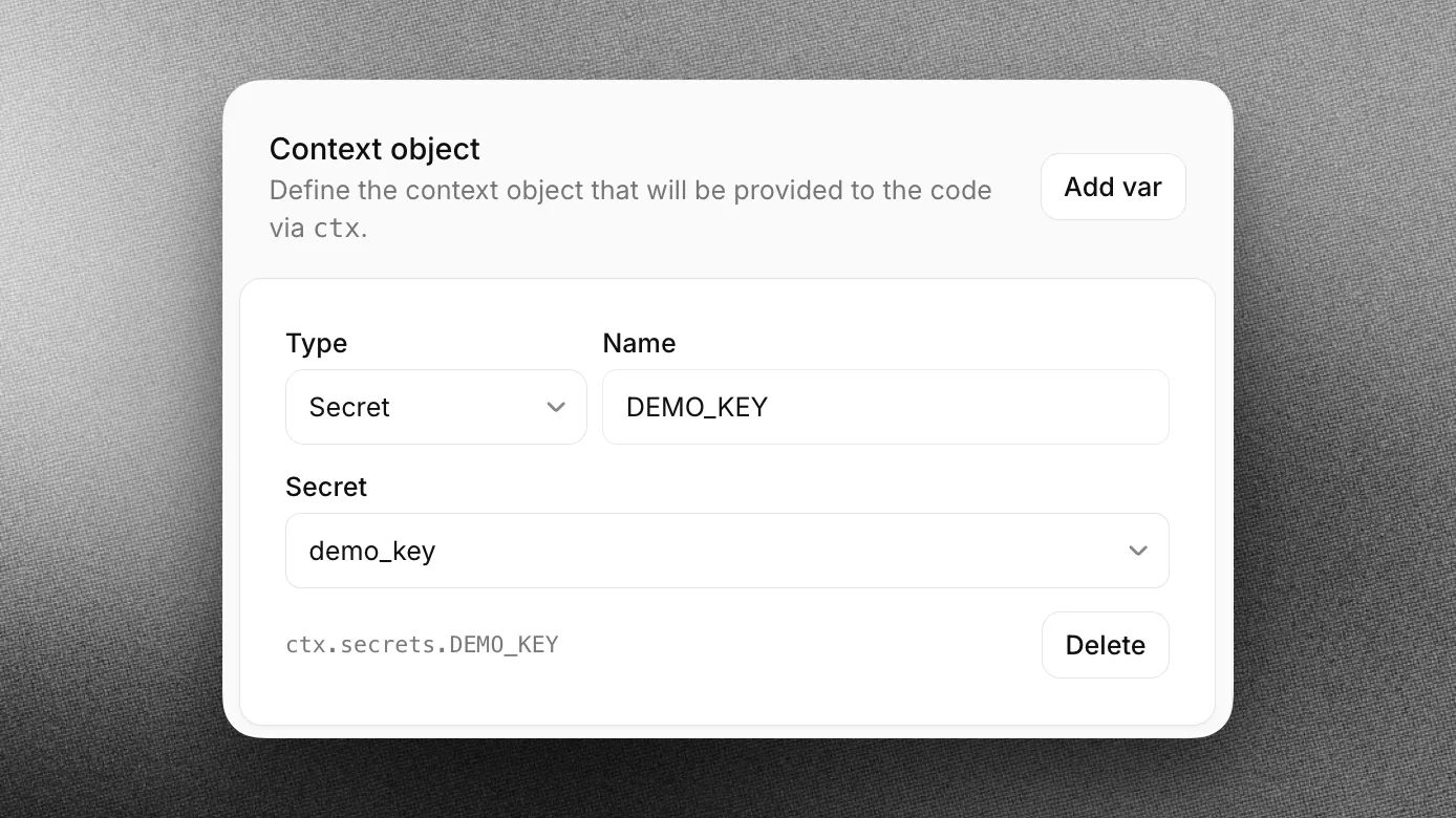 Association d’un secret de Workspace à l’objet de contexte d’un outil de code