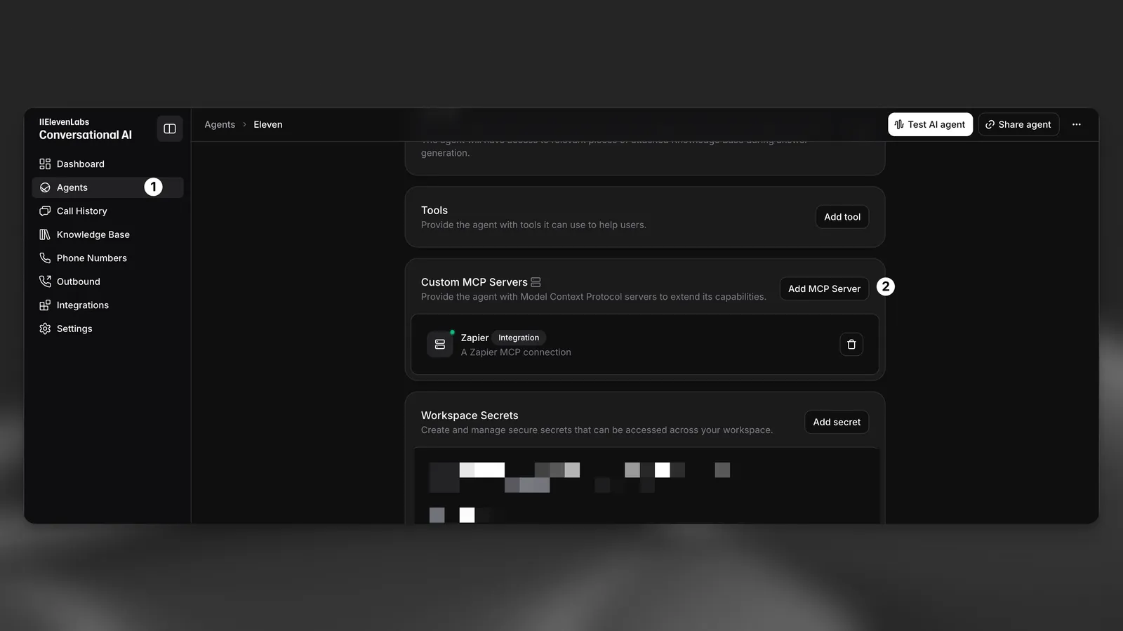 Adding the MCP server to an agent