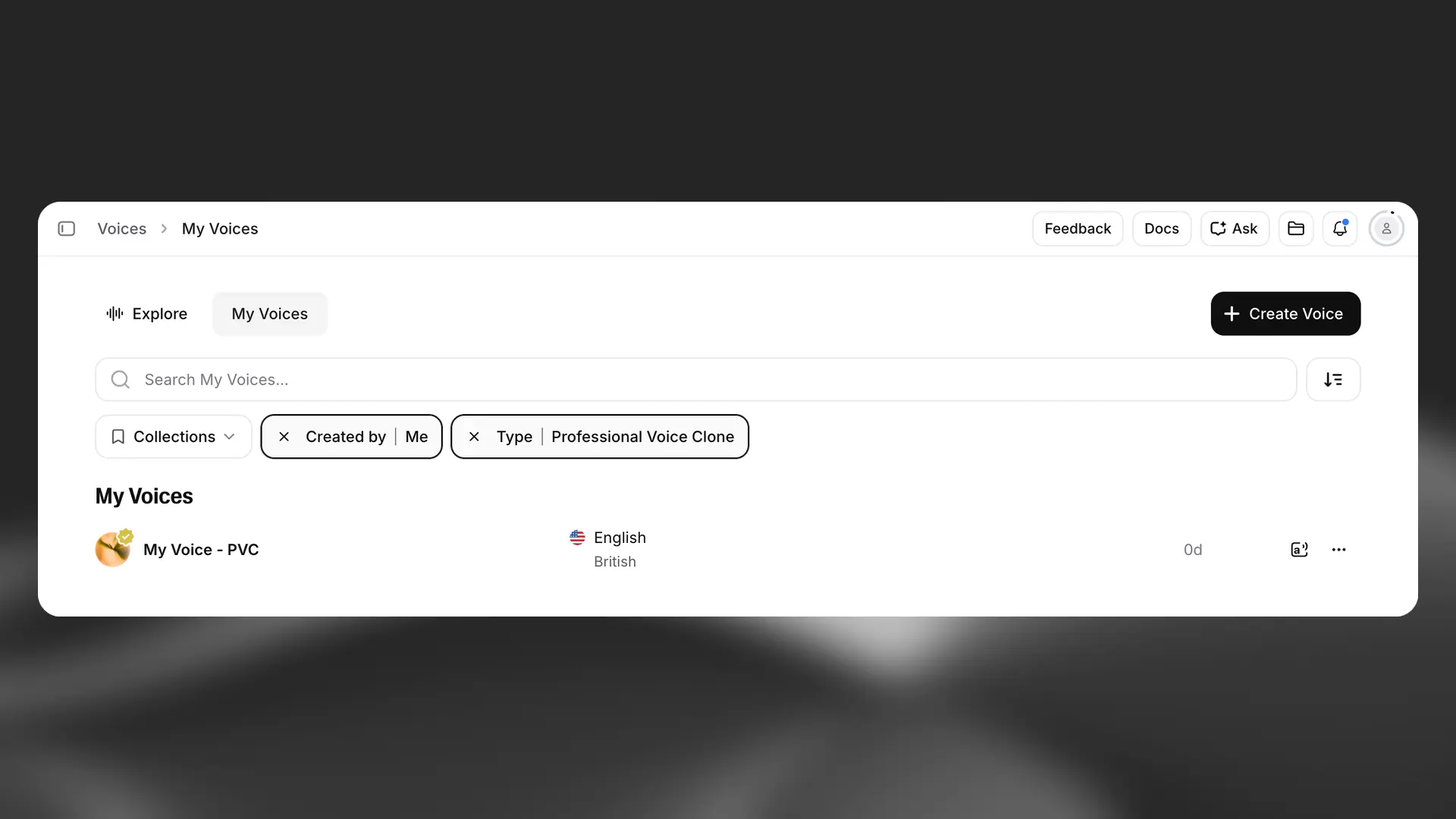 Funzionalità di clonazione vocale professionale