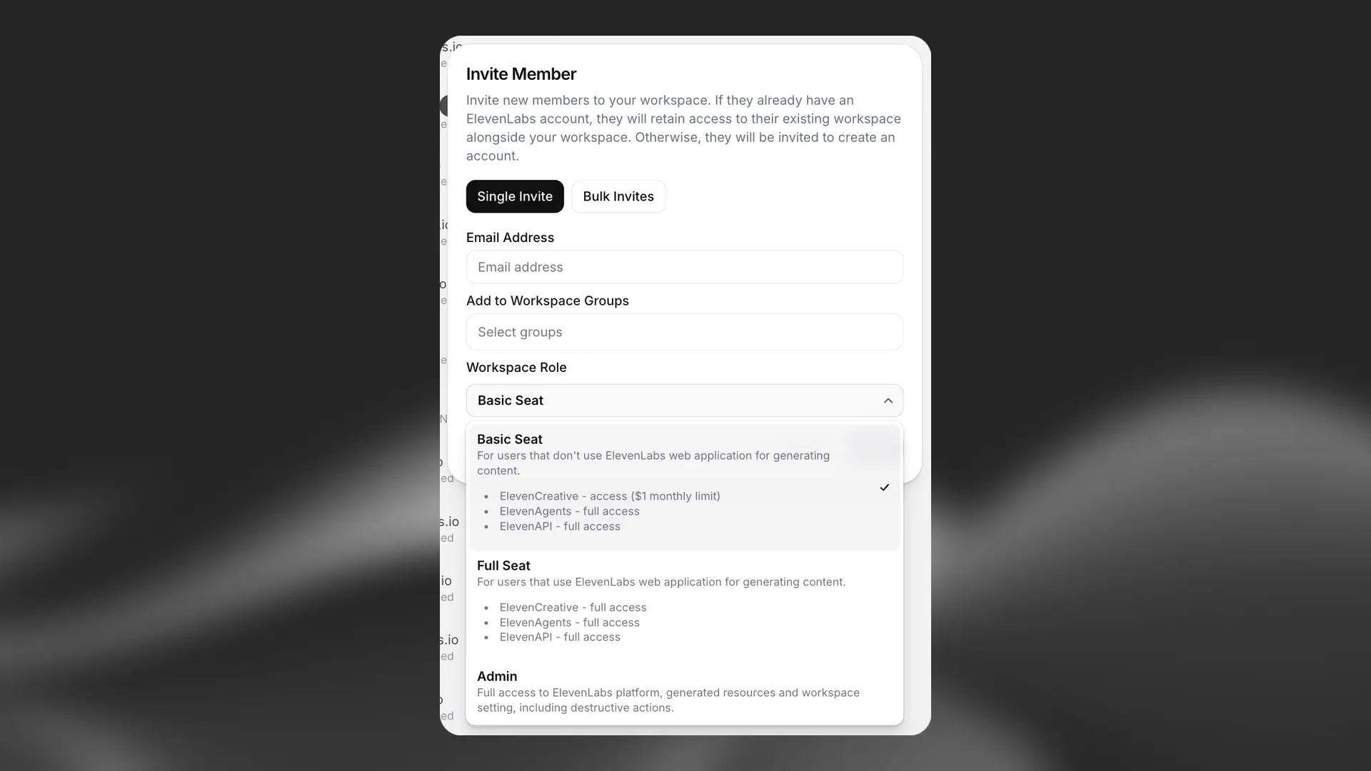 Invito di un nuovo membro nel workspace