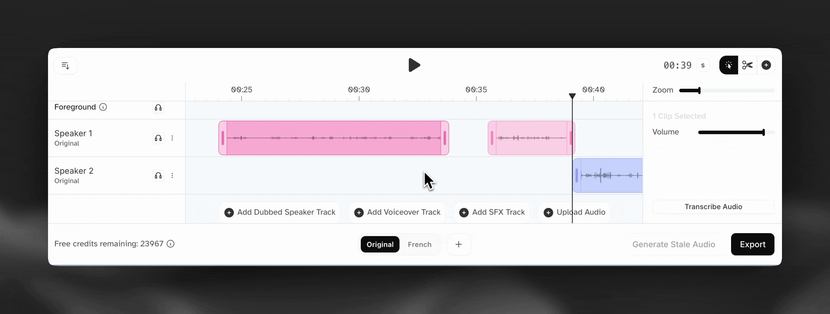 Riassegnare clip in Studio di Doppiaggio