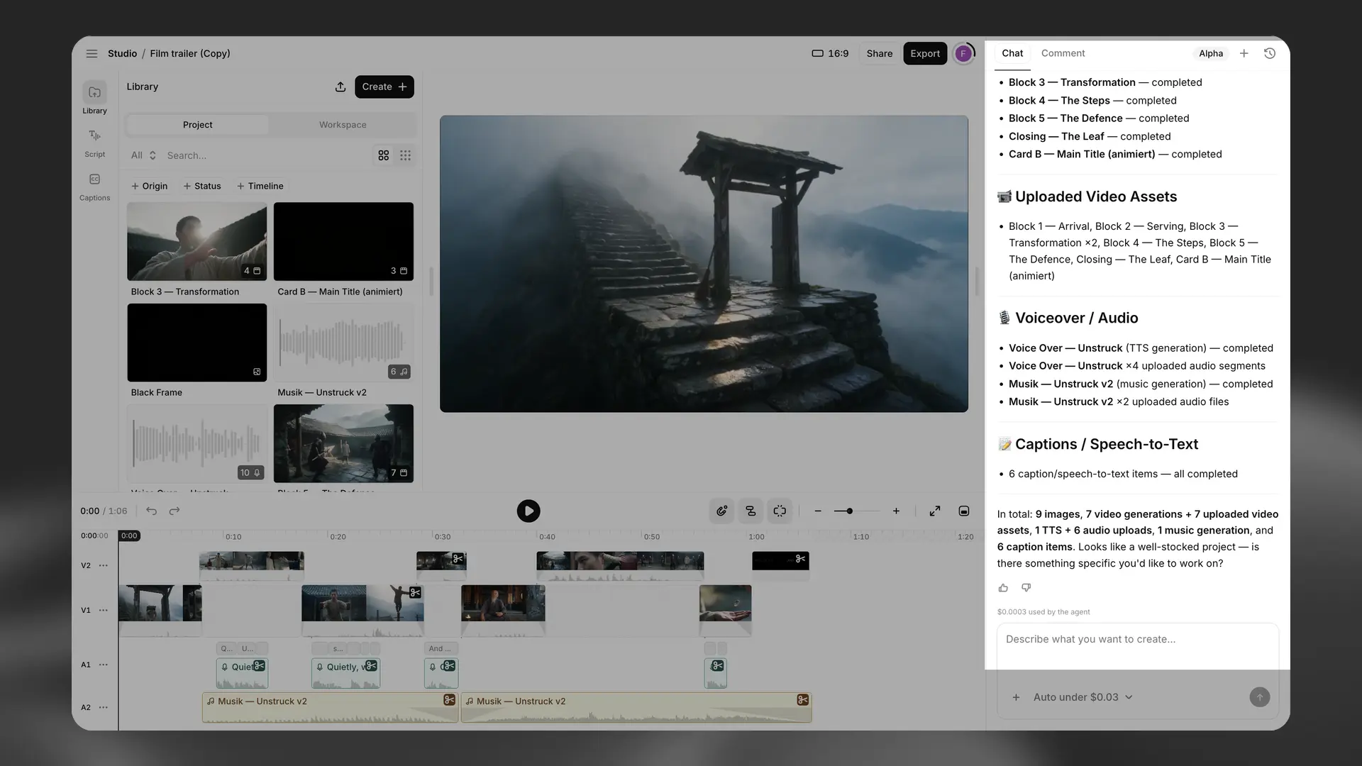 Studio Agent nell'editor di progetti video
