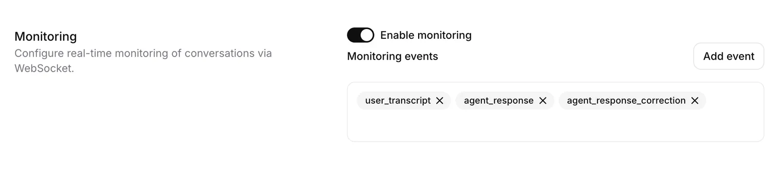 Monitoring toggle in agent settings