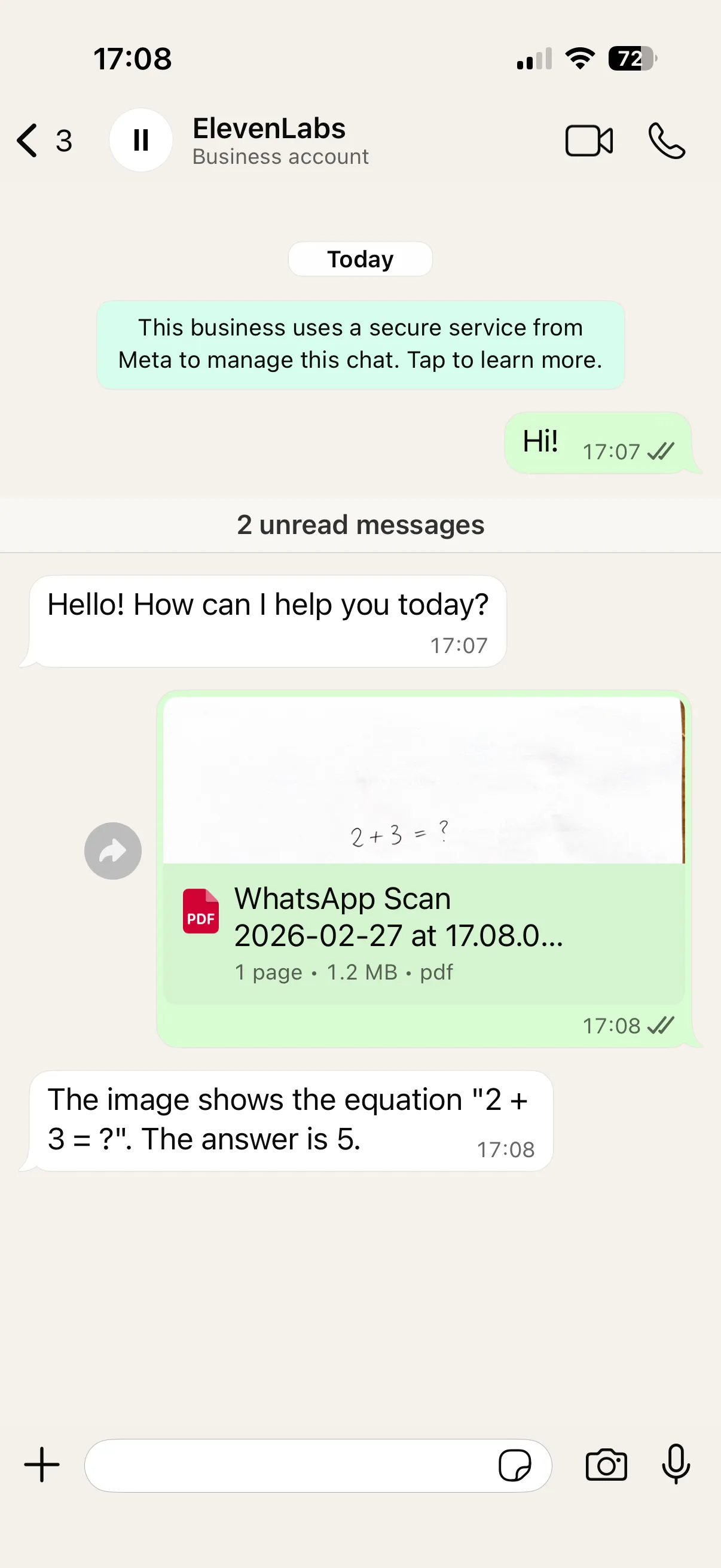 Conversazione con documenti WhatsApp