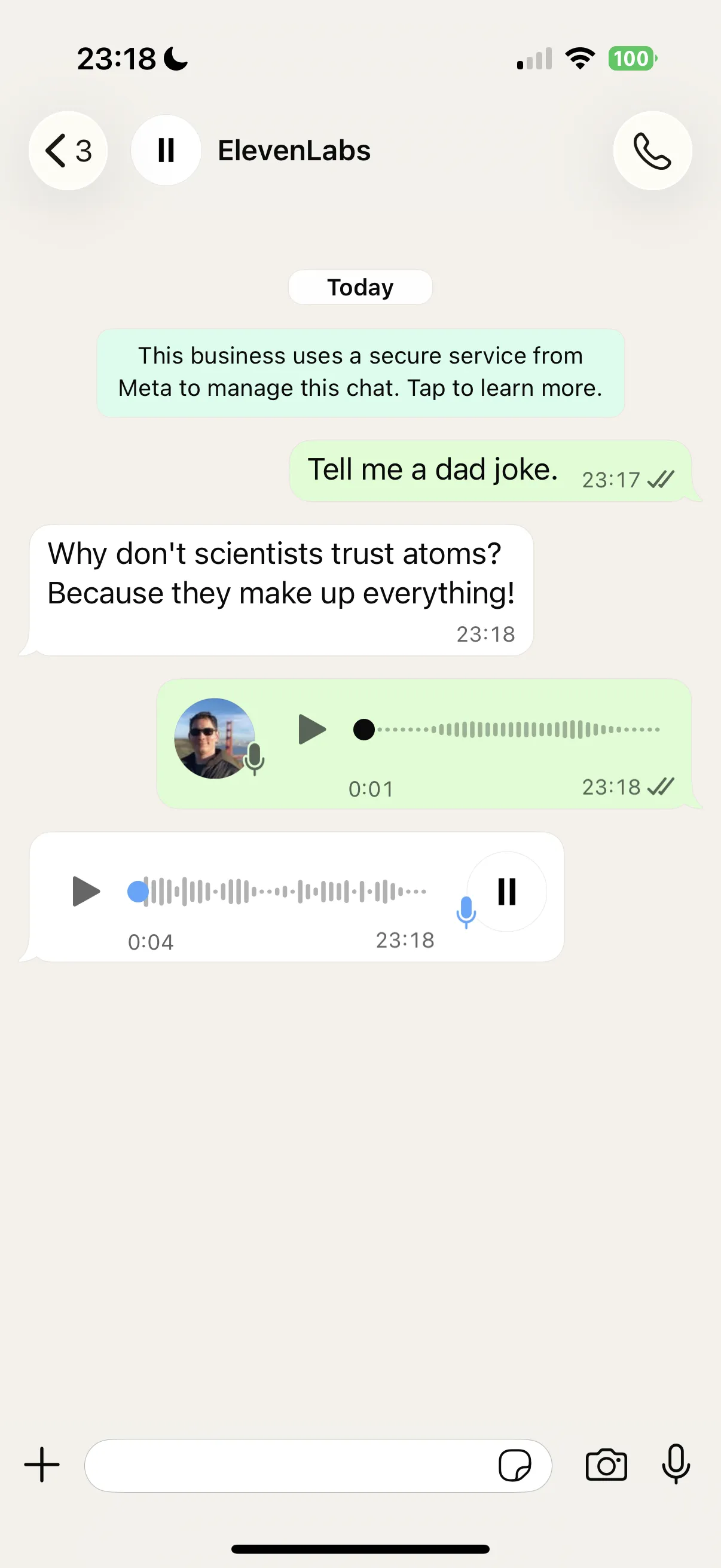 Conversazione audio WhatsApp