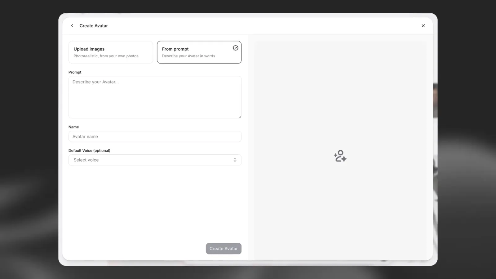 Avatar creation interface