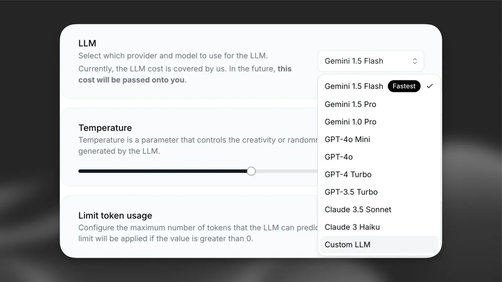 Choose custom llm