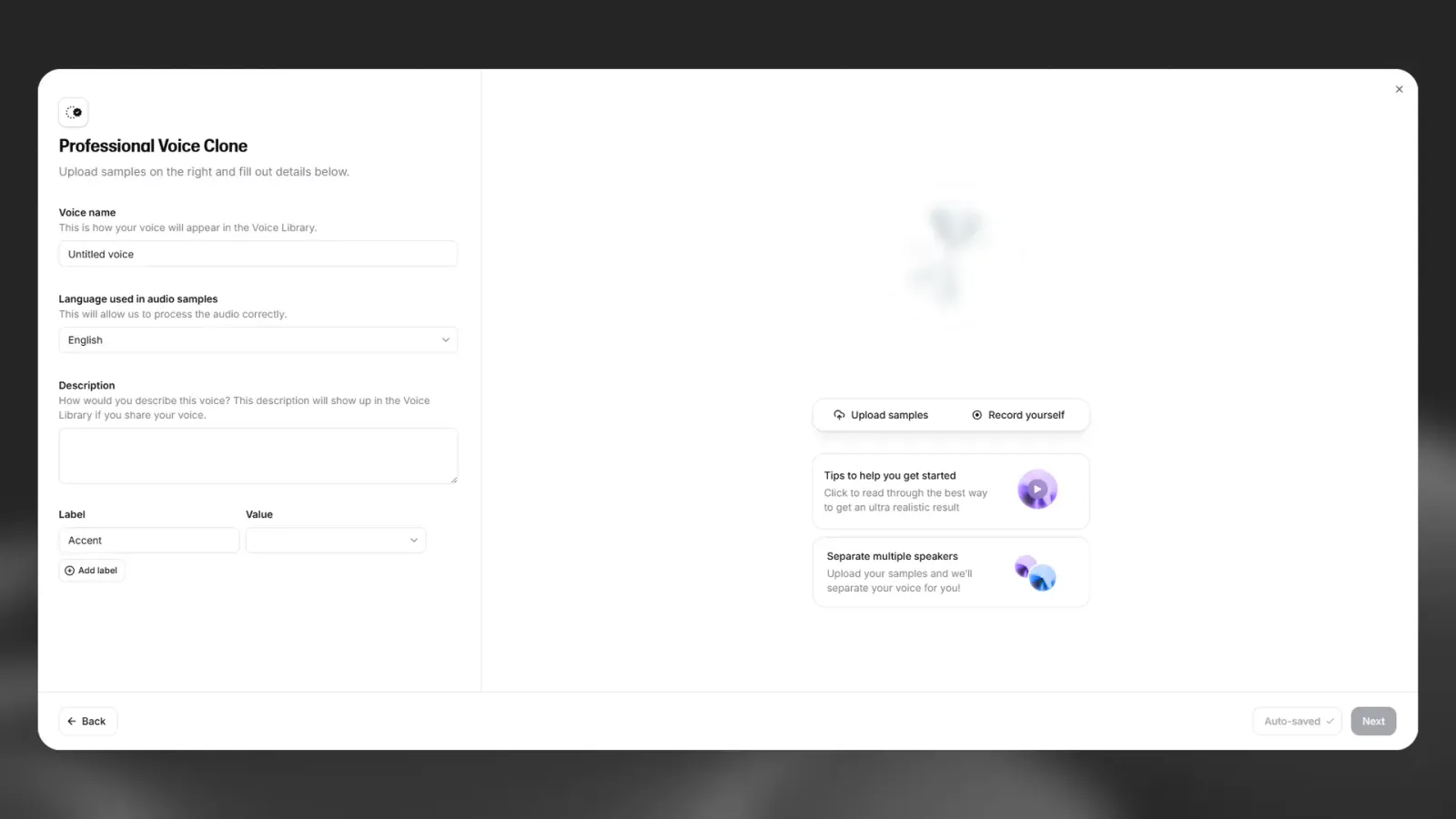 Create a new Professional Voice Clone