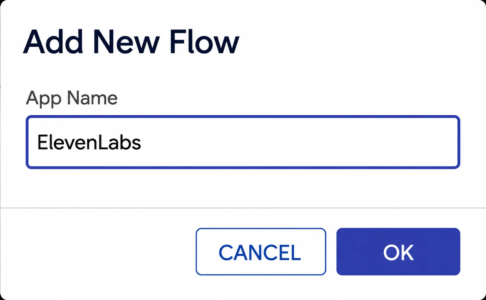 Exotel: finestra di dialogo Add New Flow