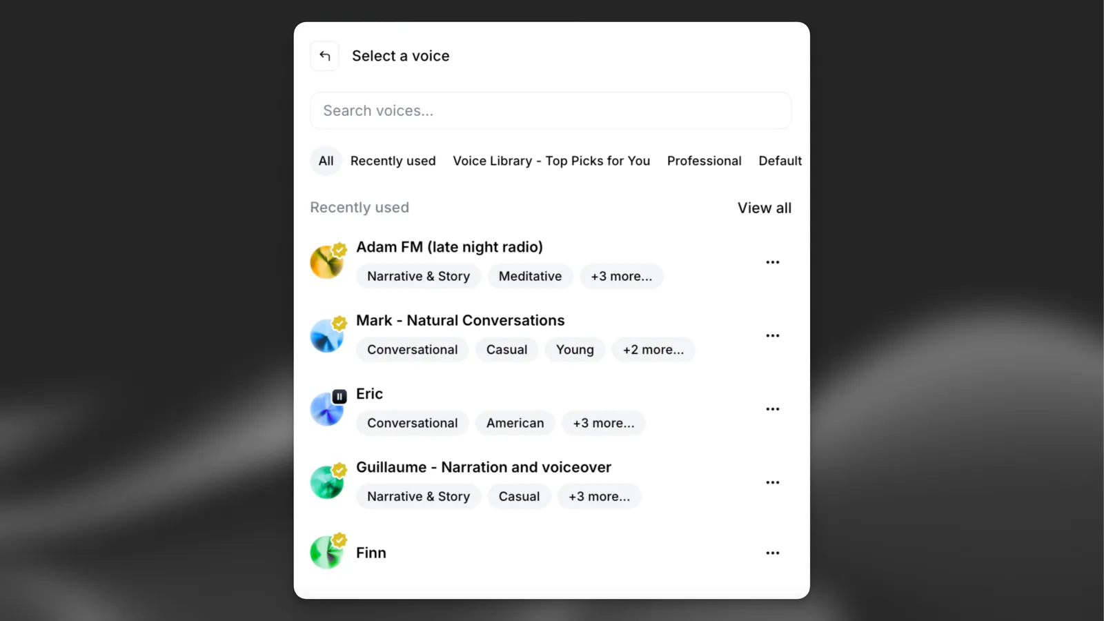 Text to Speech voice
selection