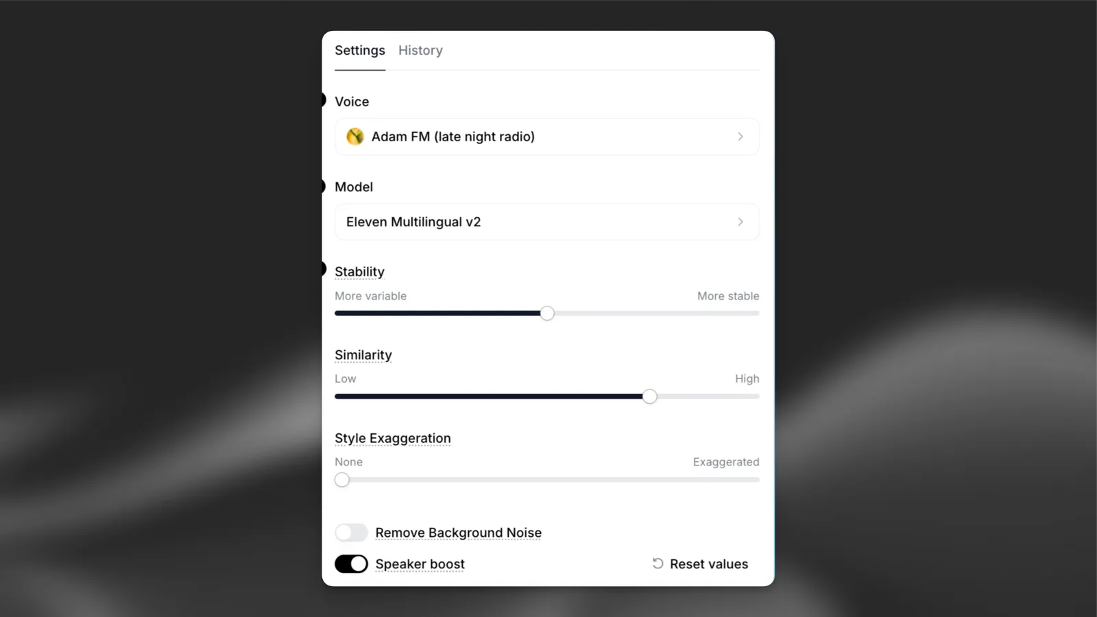 Voice changer settings