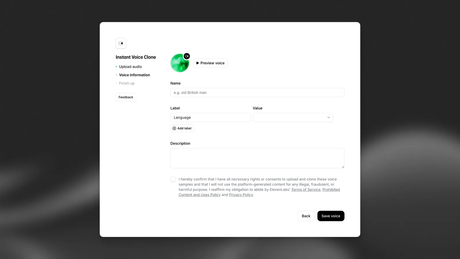 Voice cloning IVC modal