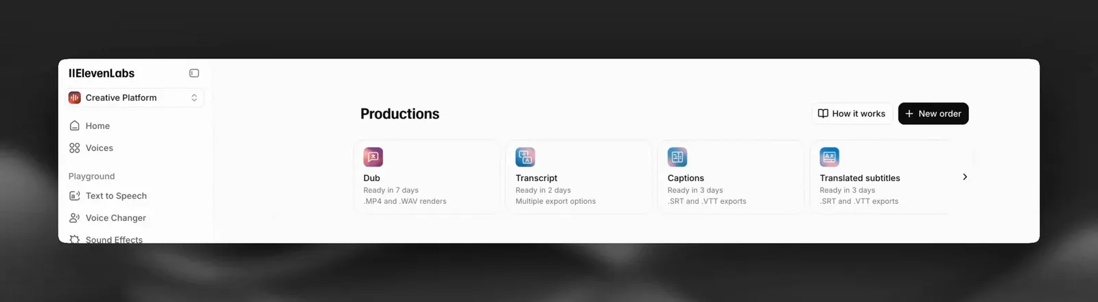 Productions Home Page