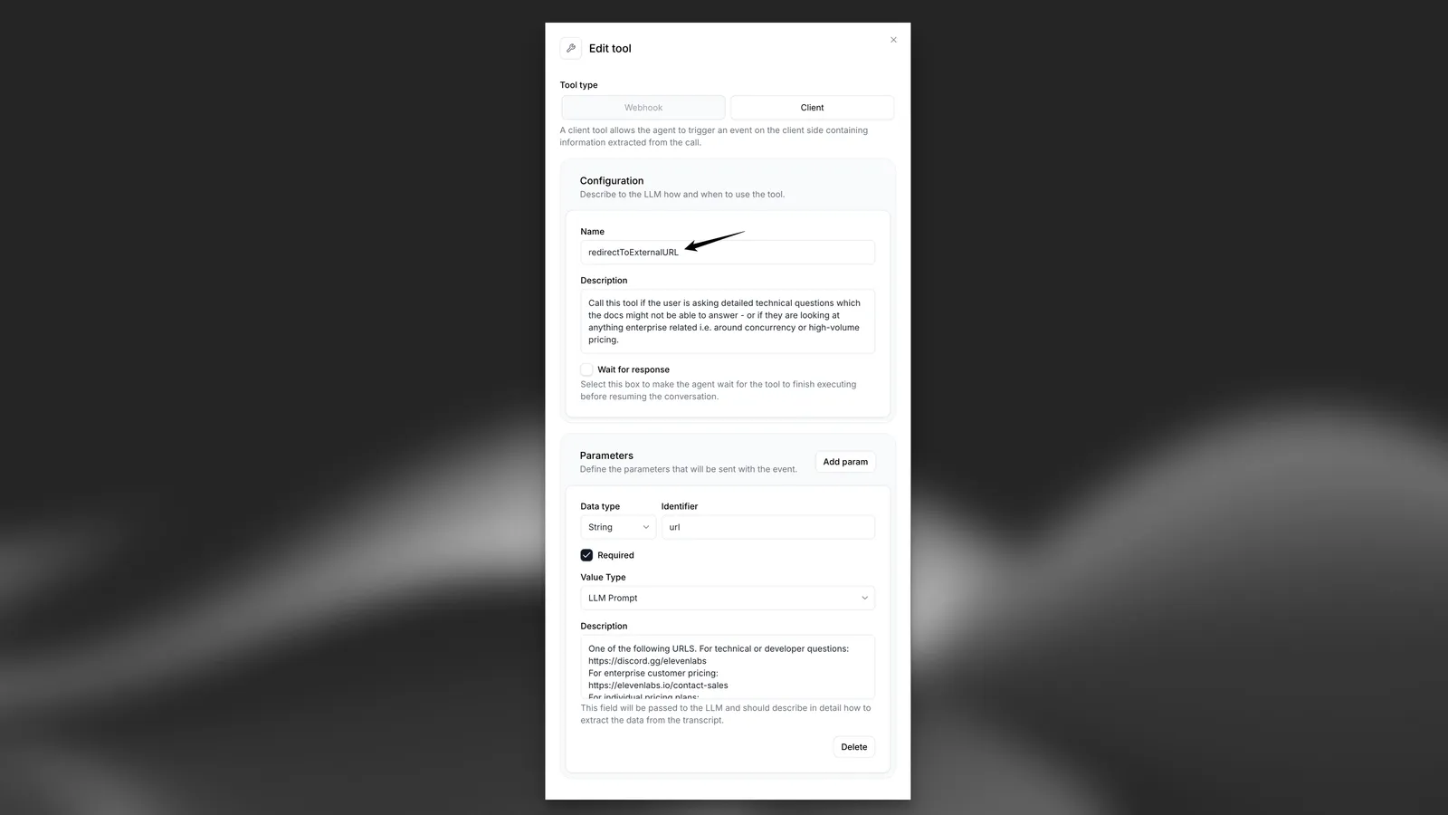 Configurazione dello strumento client