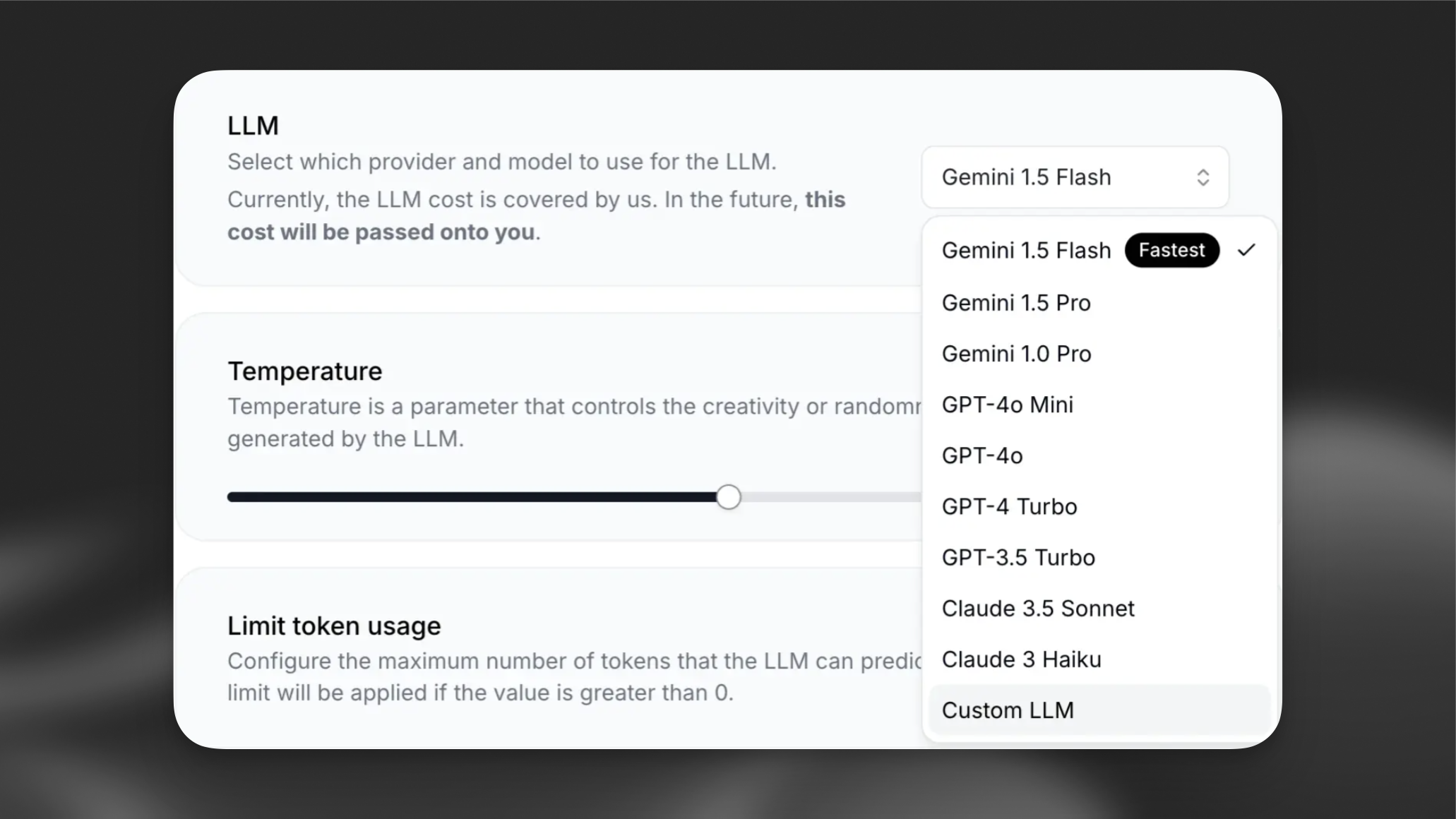 Choose custom llm