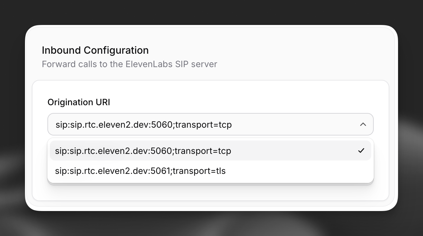 Select TLS or TCP transport