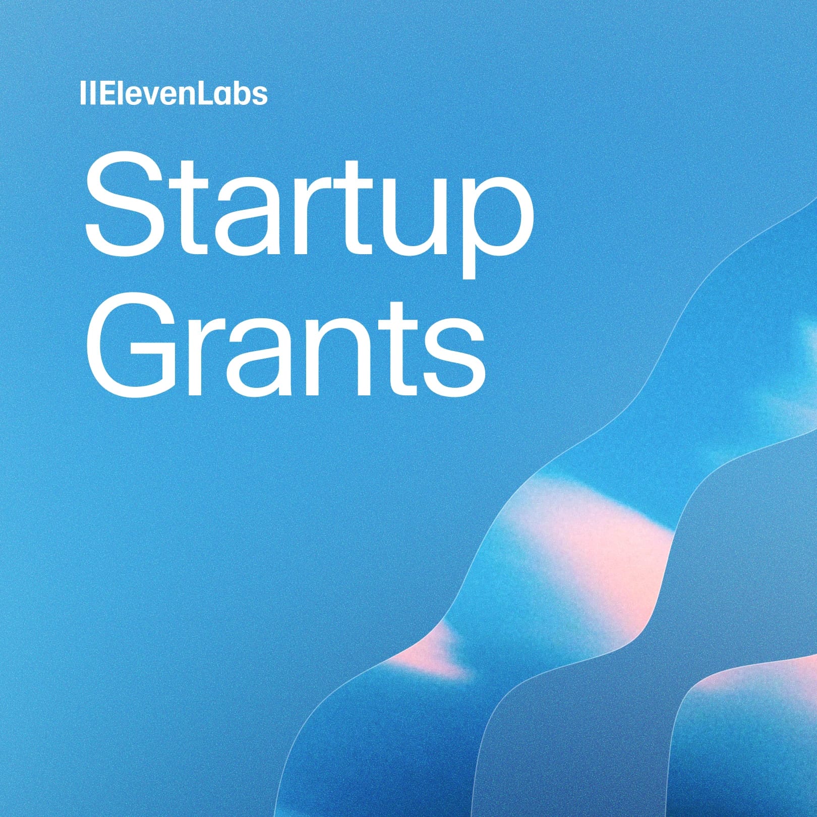 Blue background, header that reads Startup Grants
